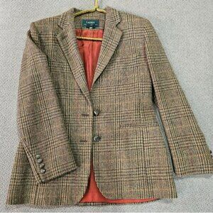 Vintage Ralph Lauren Glencheck Plaid Wool Blazer Size:6